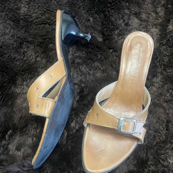 Honey kitten heel Italian leather sandals size 7 - Picture 8 of 12